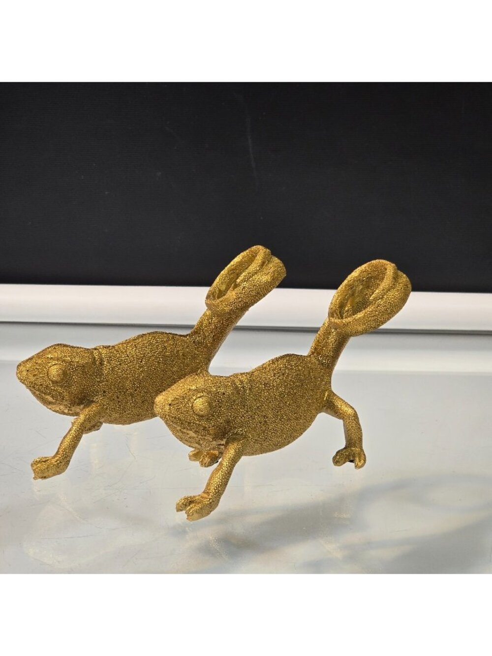 Creative Co-Op 2 Resin Chameleon Figurines Sleek Gold Color Finish